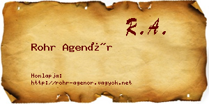 Rohr Agenór névjegykártya